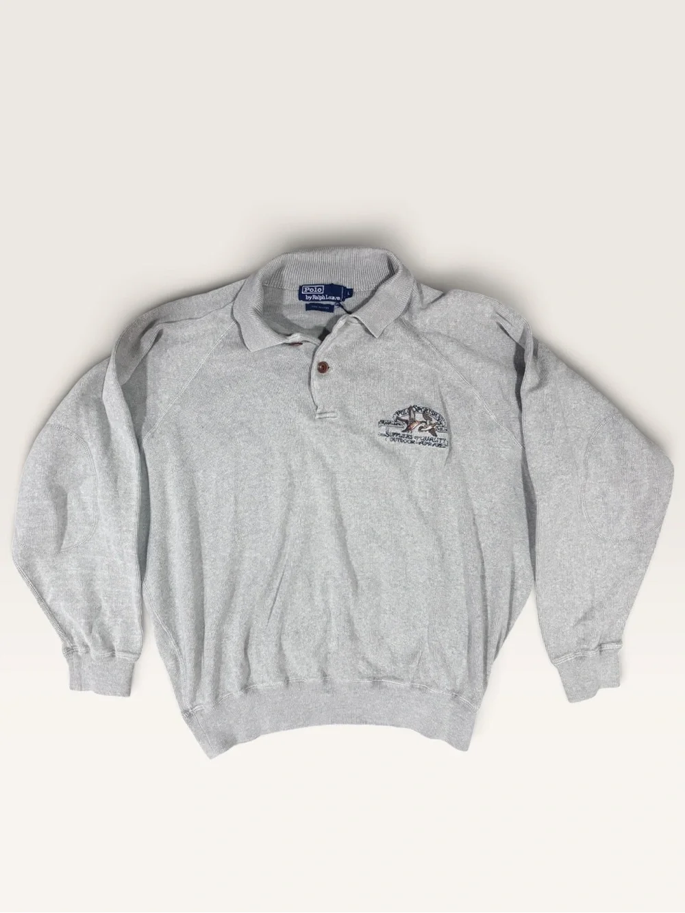 Polo Ralph Lauren Sportsman Pullover Sweatshirt Gray Embroidered Ducks L - Picture 1 of 7